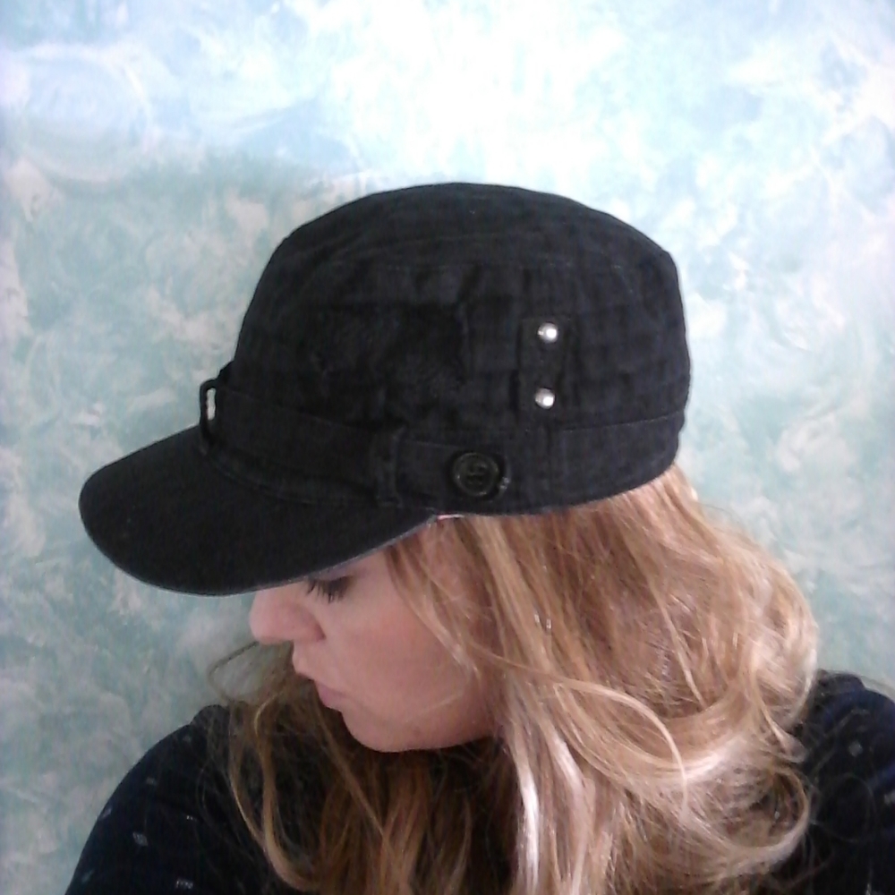 Payless Black distressed Cadet style hat